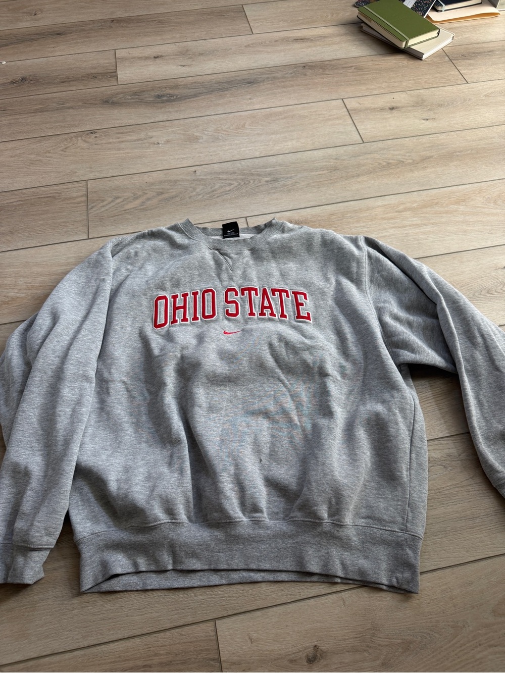 Nike Gray Crewneck Sweatshirt with Red Ohio State Lettering